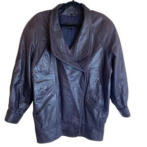 Vintage Siena New York Dark Purple Leather Jacket Oversized Women’s Small